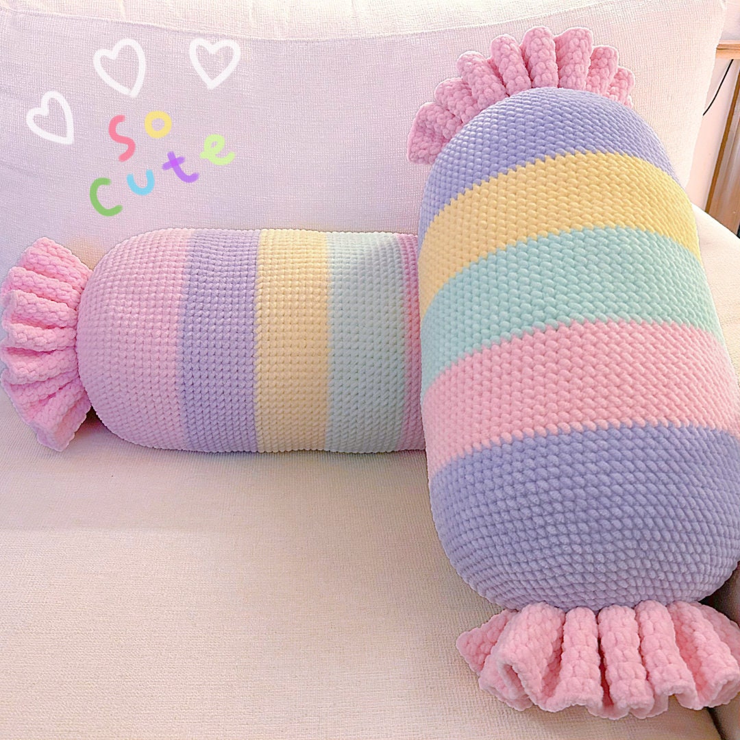 Crochet Candy Cushion Pattern: Big Pastel Pillow, Y2K Home Decor (PDF Pattern)