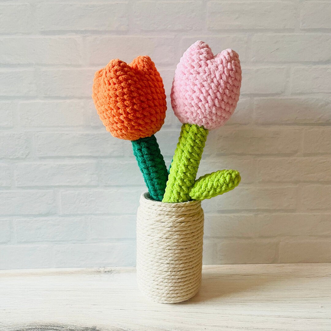 Crochet Fluffy Tulip Plushie Pattern: Amigurumi Home Decor (PDF)