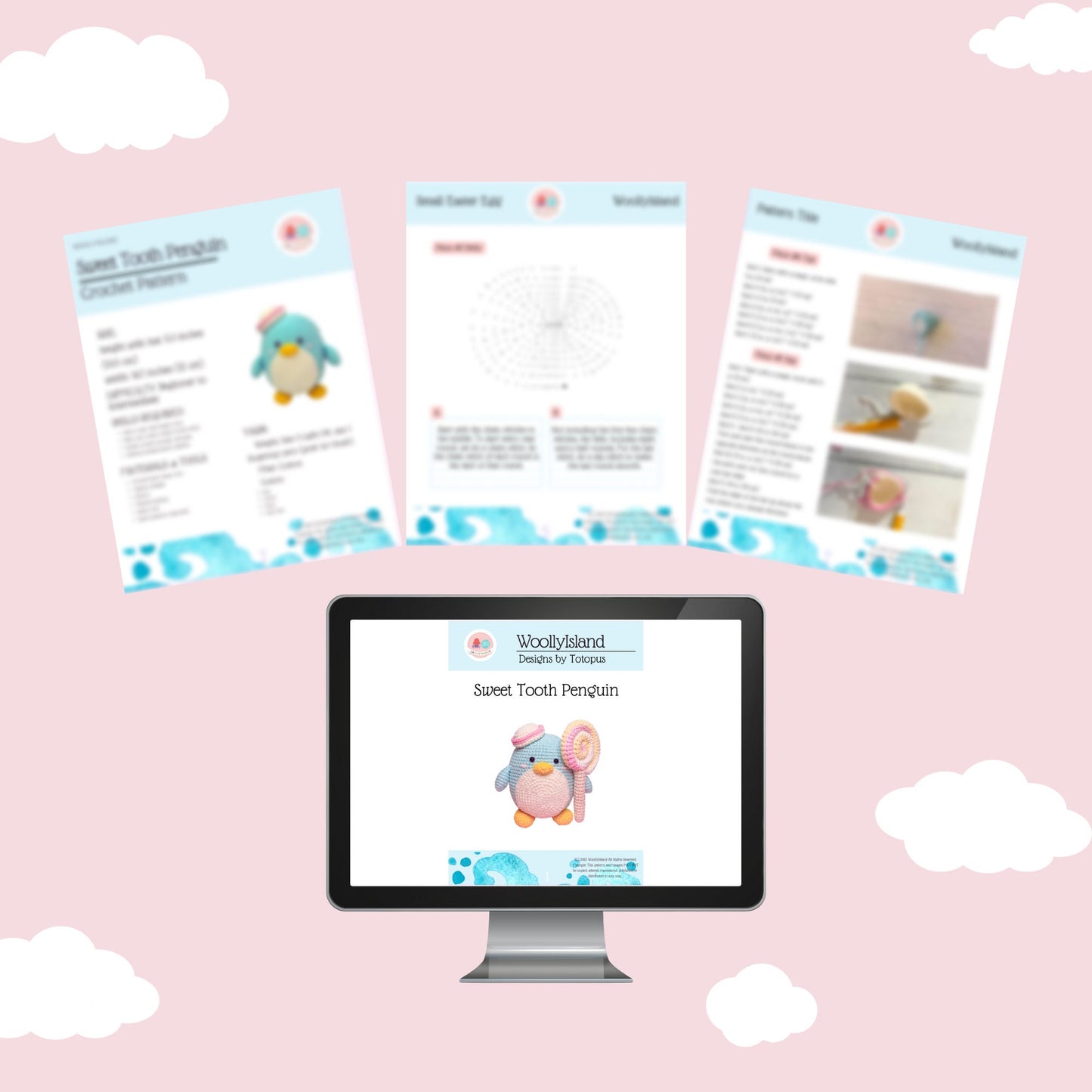 Crochet Kawaii Penguin with Lollipop Pattern (PDF)