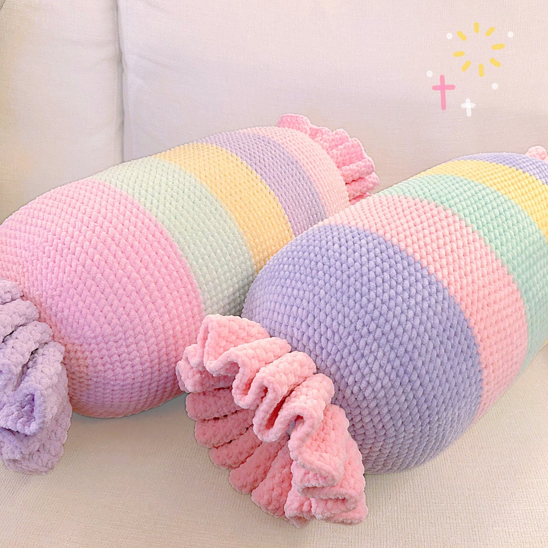 Crochet Candy Cushion Pattern: Big Pastel Pillow, Y2K Home Decor (PDF Pattern)