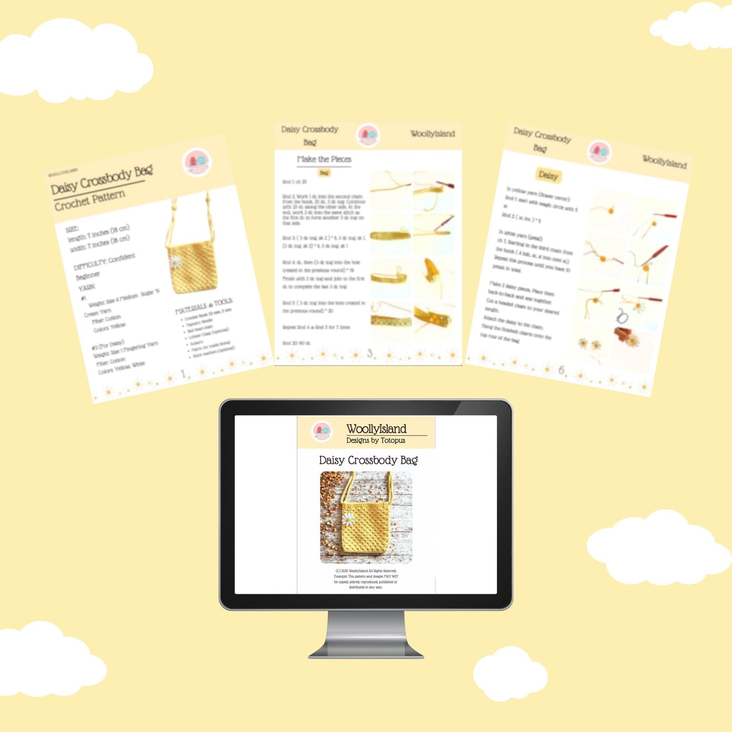 Crochet Daisy Crossbody Bag Pattern: Spring Floral Purse DIY (PDF Pattern)