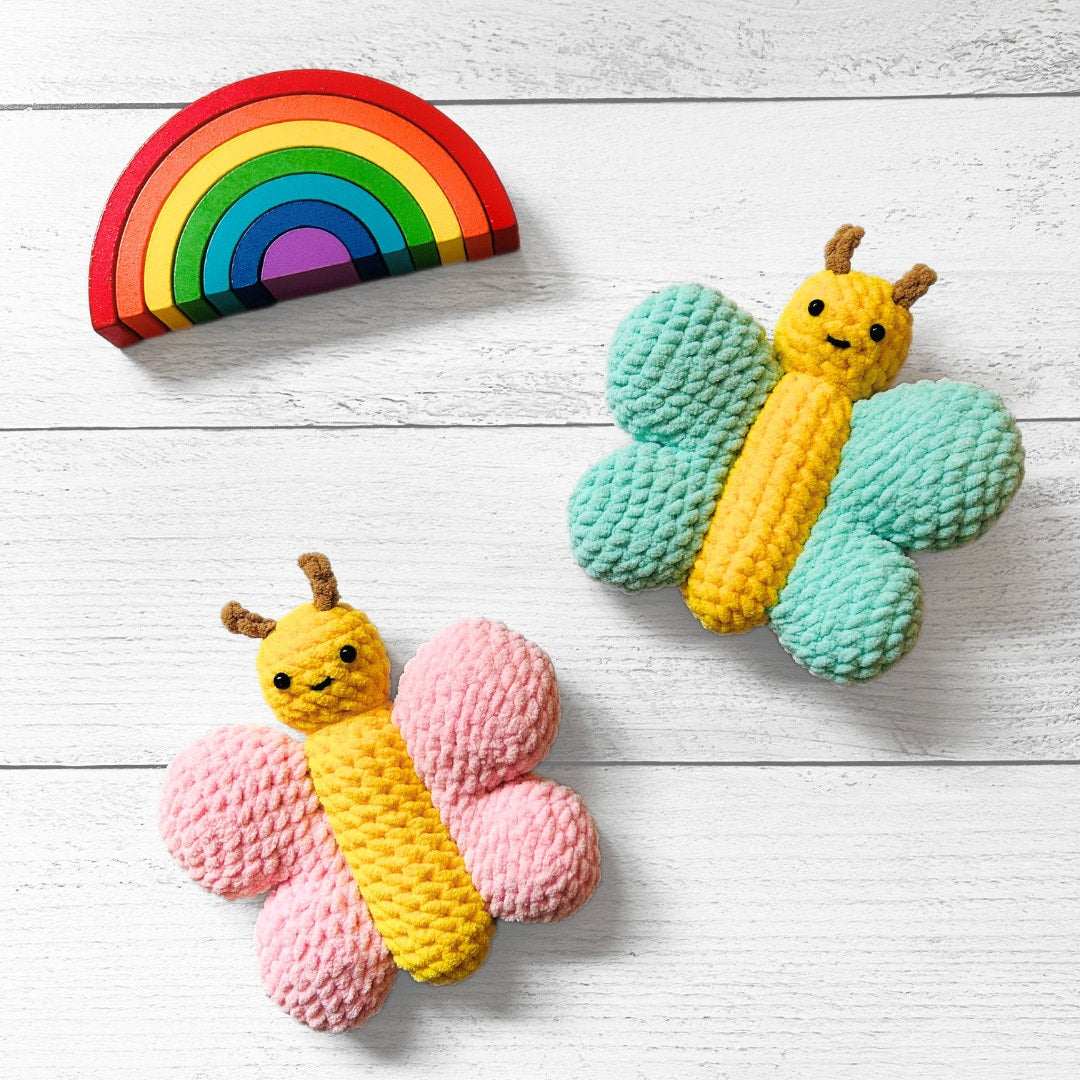 Crochet Fluffy Butterfly Plushie Pattern: Amigurumi Home Decor (PDF)