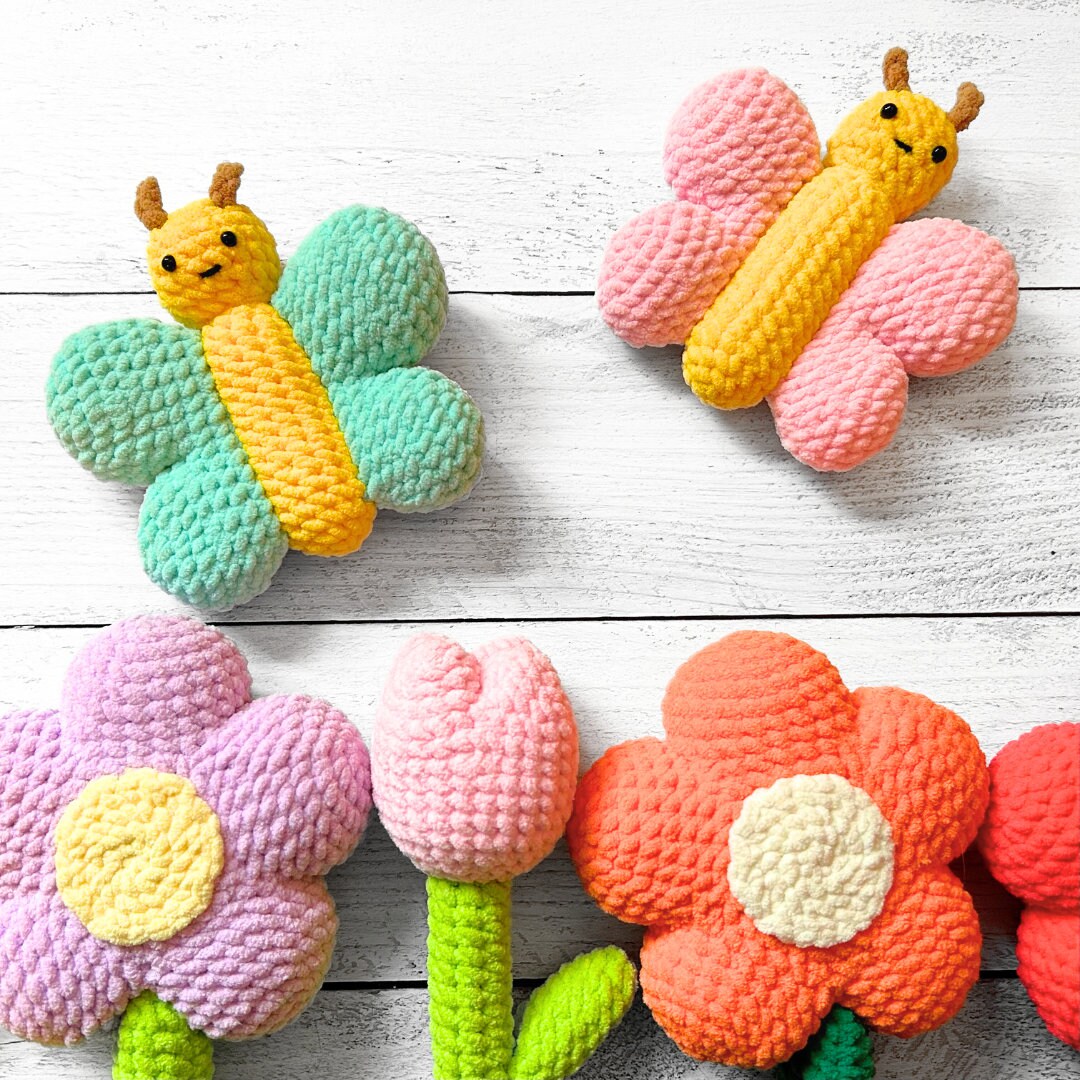Crochet Fluffy Butterfly Plushie Pattern: Amigurumi Home Decor (PDF)