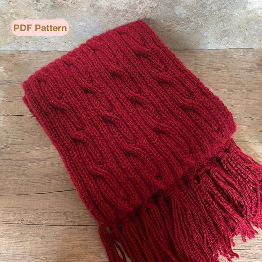 Reversible Cable Scarf Knitting Pattern – Easy Beginner Knit (PDF Pattern)
