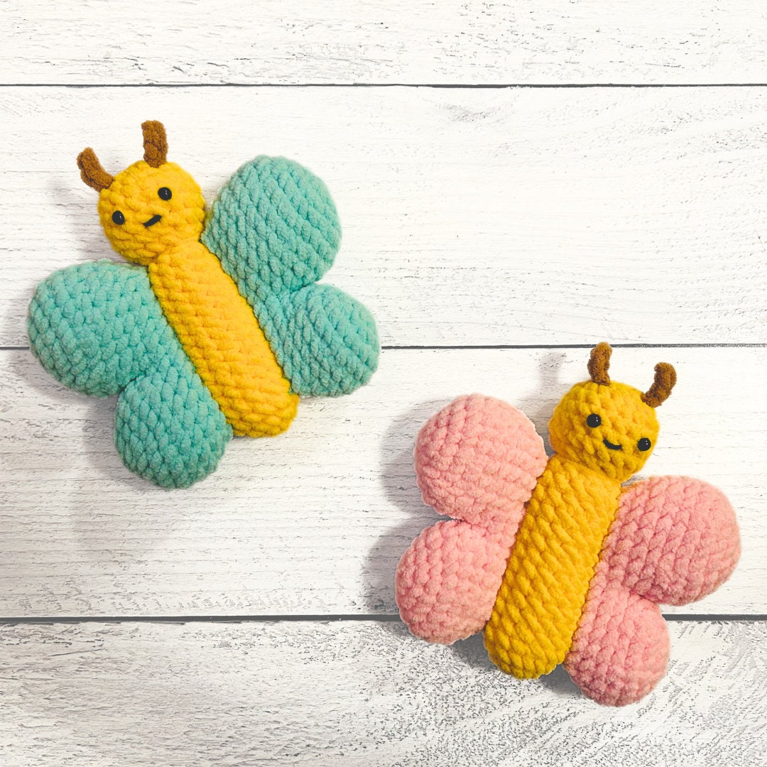 Crochet Fluffy Butterfly Plushie Pattern: Amigurumi Home Decor (PDF)