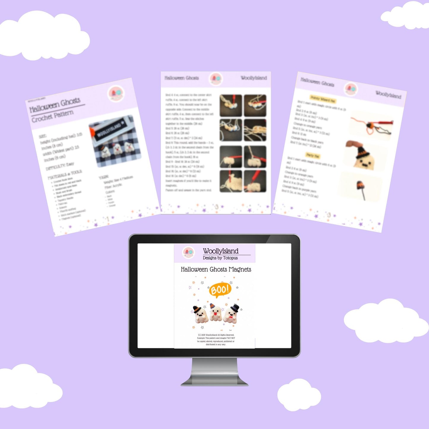 Halloween Crochet Ghost Magnet Pattern | Beginner Amigurumi (PDF Pattern)