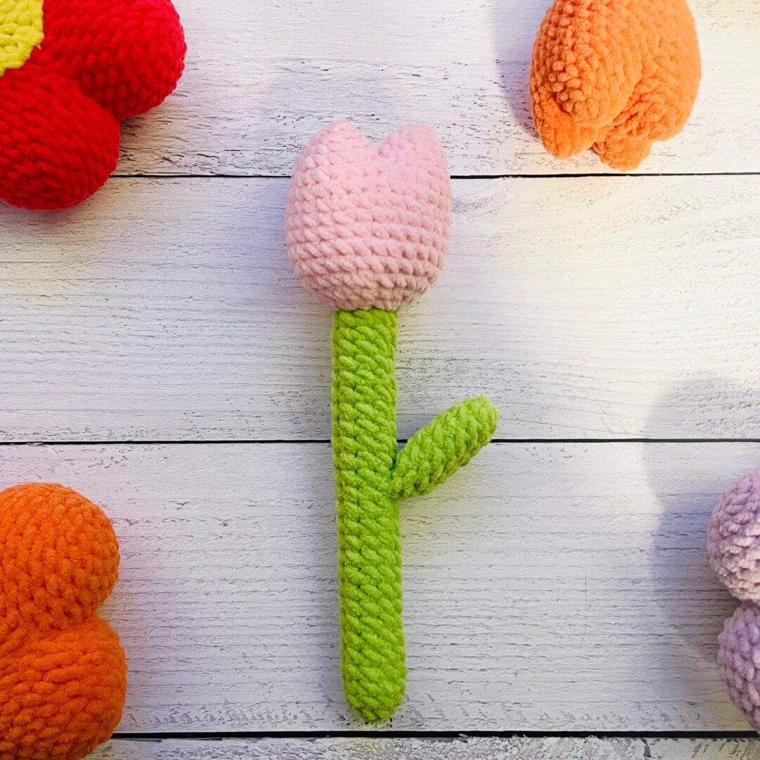 Crochet Fluffy Tulip Plushie Pattern: Amigurumi Home Decor (PDF)