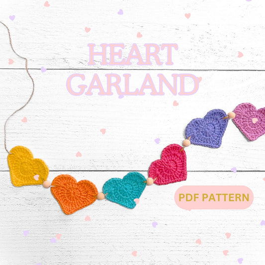 Crochet Heart Garland Pattern: Beginner-Friendly Home Decor (PDF Pattern)
