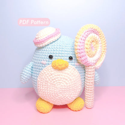 Crochet Kawaii Penguin with Lollipop Pattern (PDF)