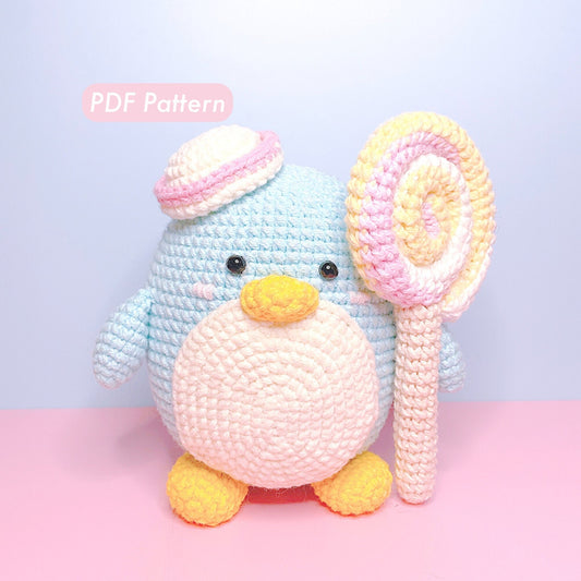 Crochet Kawaii Penguin with Lollipop Pattern (PDF)