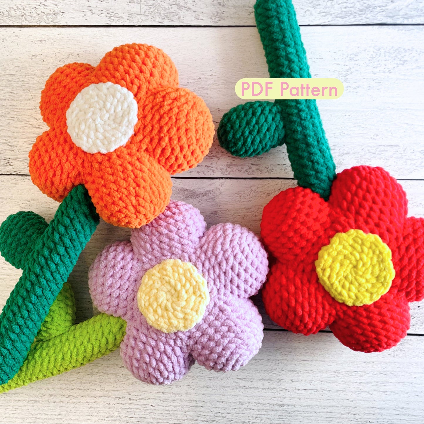 Crochet Fluffy Flower Plushie Pattern: Amigurumi Home Decor (PDF)